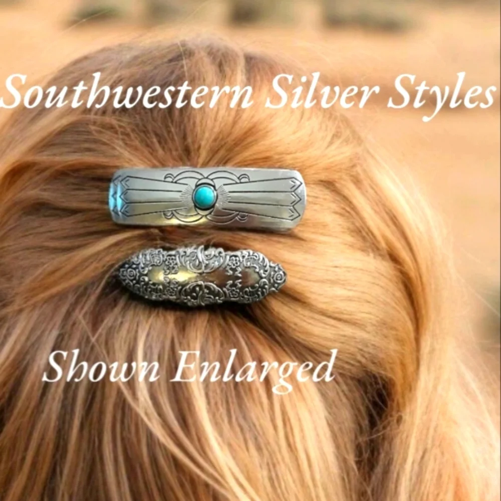 Southwestern Sterling Silver Plated Howlite Turquoise (2)-Ponytail Hair Holders